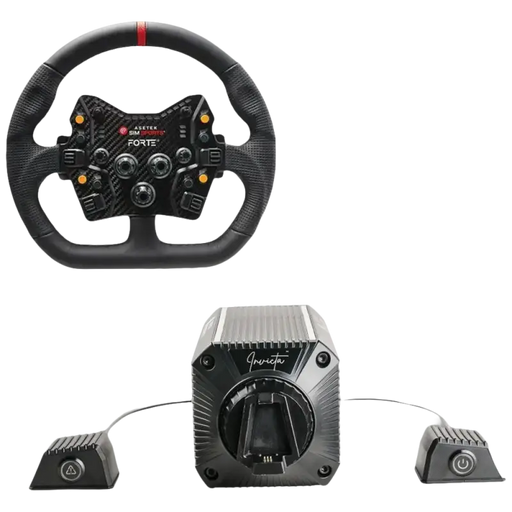 Asetek SimSports Invicta 27nm Direct Drive Wheel Base Forte GT Wheel Bundle GT Closed D Black Leather + Forte GT