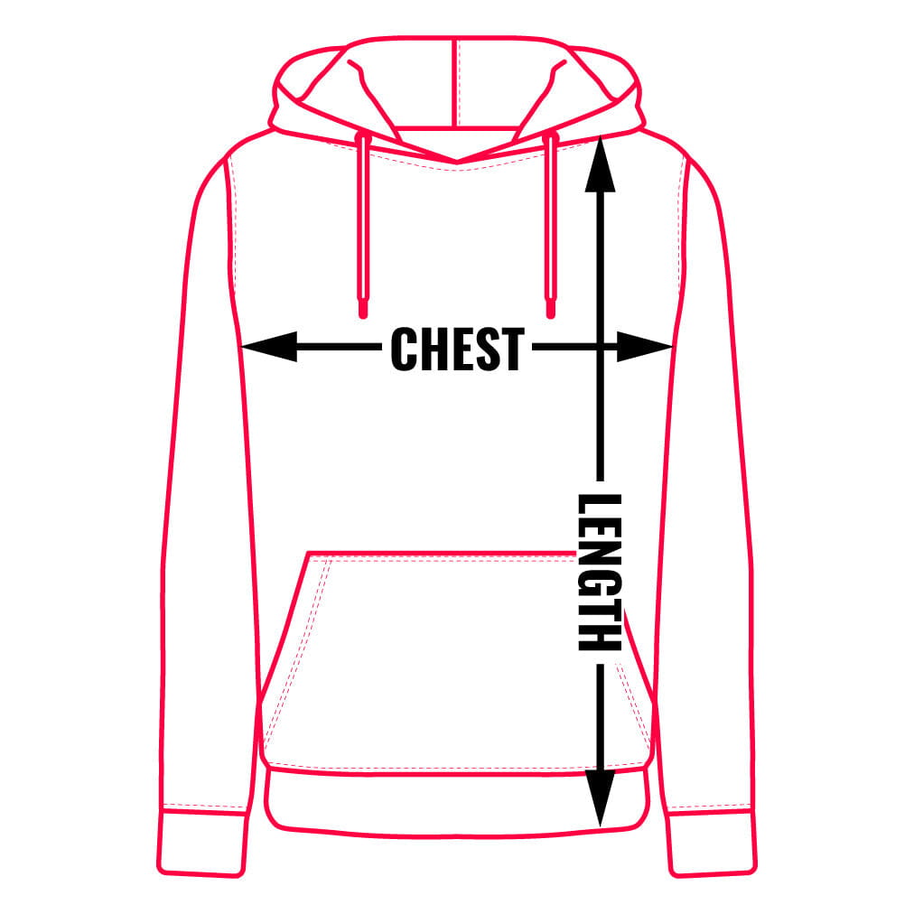 Illustratie van hoodie-maatvoering