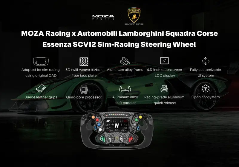 Moza Racing Automobili Lamborghini Squadra Corse Essenza SCV12 Sim-Racing Steering Wheel - Steering Wheel